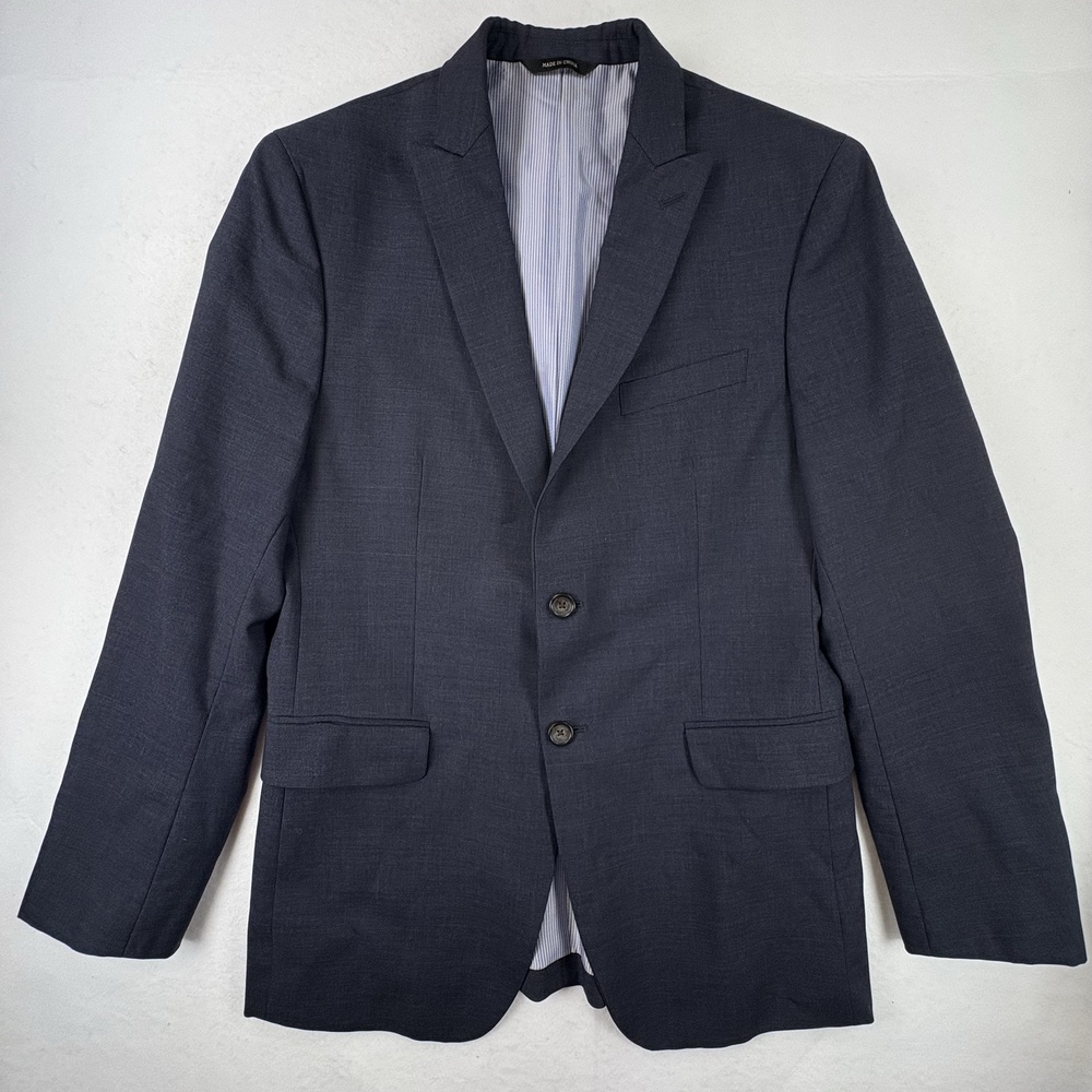 Banana Republic Blazer Mens 40R Navy Blue 100% Wool Tailored Fit Italian Fabric